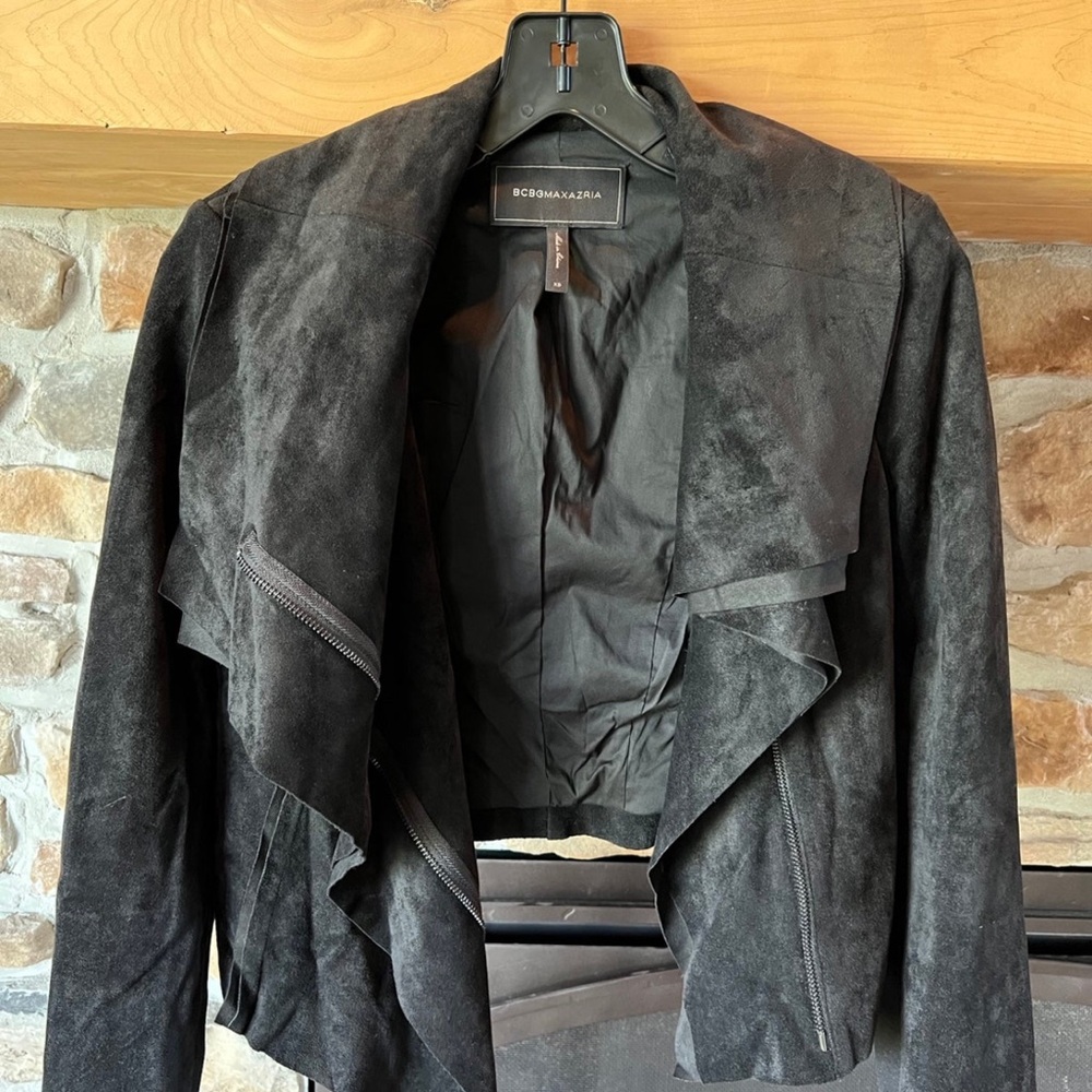 BCBGMaxAzria Women's Charcoal Suede Jacket